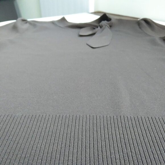 Vintage Brown High Neck Short Sleeve Pullover Sweater With Bow Detail Sz M - Picture 7 of 8